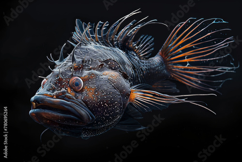 pez abisal oscuro en fondo negro