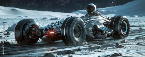 Sci-fi motorcycle racing on a lunar track