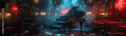 Atmospheric jazz cafe with live performances, cultural, music, nightlife, hyper realistic