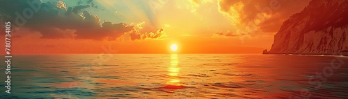 Cliffside ocean sunset, dramatic, golden hour, nature, sci-fi tone