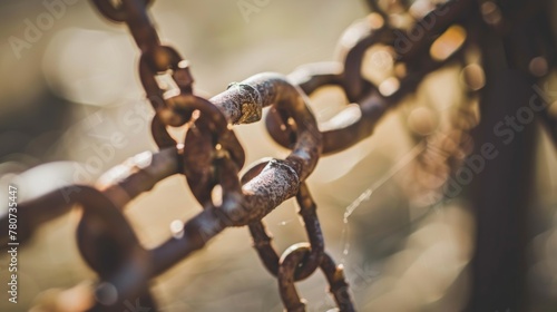 Rusty chain links close-up texture background 
