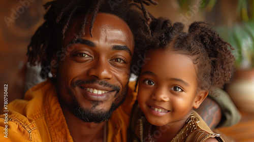 african family afro hair together sitting at home, Ai generated Images