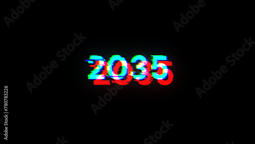 2035 text with screen effects of technological glitches