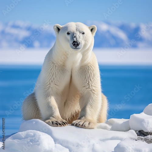 illustration of A photography of Polar Bear wild animal siting near, Generative ai