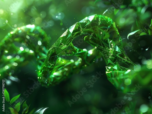 Green DNA strands encapsulated in a sustainable abstract design, illustrating the future prospects of genetic modification and biotech innovation