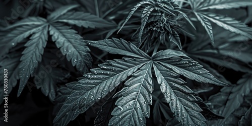 A monochrome photo of a marijuana plant, suitable for various projects