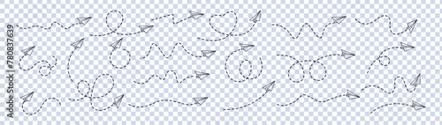 Paper airplane. paper plane with dotted line trail trace icon