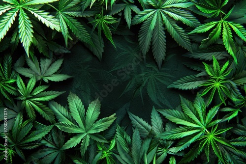 Group of marijuana leaves arranged in a circle. Suitable for cannabis industry promotions