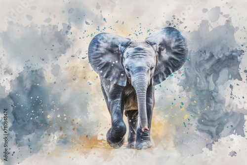 A majestic elephant walking in a lush field. Suitable for nature and wildlife themes