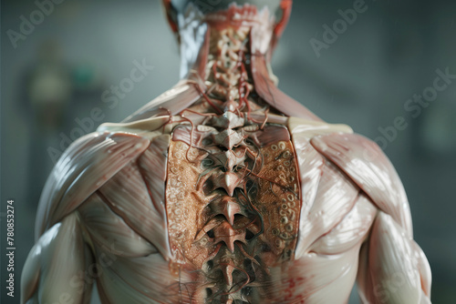 Anatomy 3D illustration of lumbar spine with an inflamed pathology AI Generative