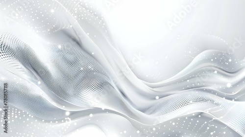 Grey white abstract background with flowing particles. Digital future technology concept. vector illustration