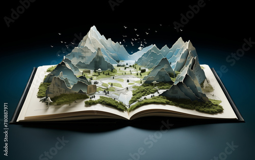 pop up a book with a mountain and a valley of nature