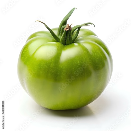 green tomato isolated on white