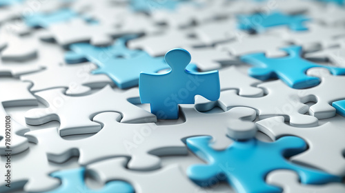 Puzzle piece jigsaw concept white business solution last background complete. Puzzle jigsaw blue piece white concept part fit strategy abstract link game connect team final together problem solve