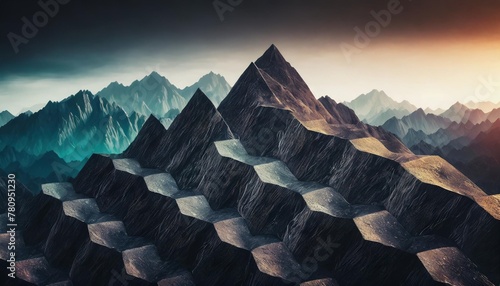 big data abstract mountain range made from hexagonal shapes data mining and management concept