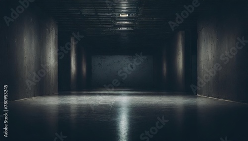 underground dark showroom with atmospheric top light and empty floor space