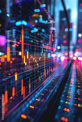 Cutting-edge visualizations of financial data using holographic displays provide valuable insights into positive growth trends, ideal for investment firms with a focus on technology.