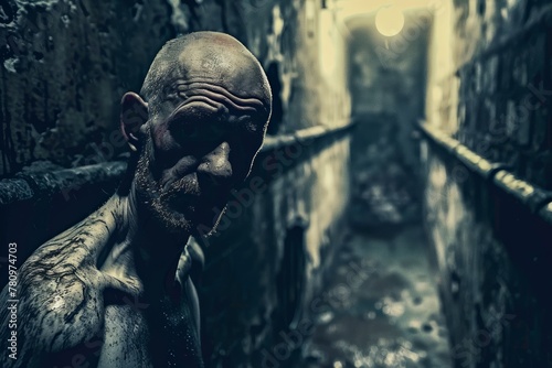 Mysterious Creature Lurking in Dimly Lit Urban Sewer, Fantasy Horror Scene, Dark Fiction Concept