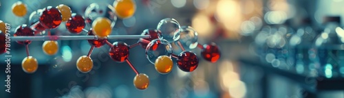 Molecular Model with Laboratory Bokeh Background