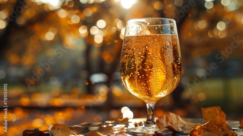 Golden apple cider in a clear, water-speckled glass, a toast to the unkempt beauty of autumn harvest
