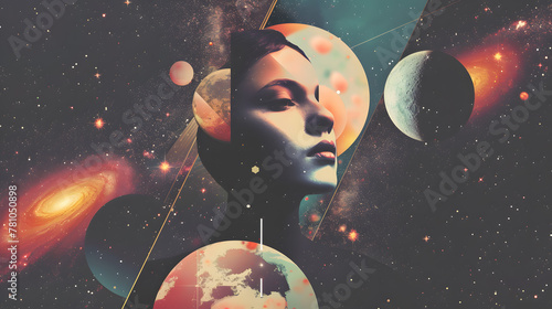 Space Fantasy: Collage art of people and stars