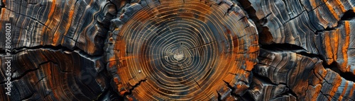 Close-up of Tree Stump Growth Rings Texture