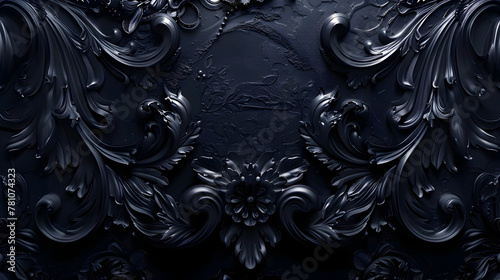 Opulent Dark Business Corruption and Espionage Backdrop with Baroque Floral Motifs in Dramatic Photographic Style