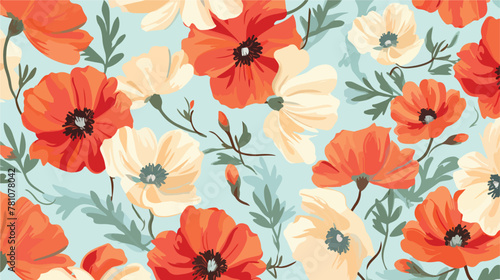 Flower seamless vintage fabric background vector 2d