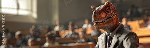 Carno in a lecture hall suit fine-tunes a presentation on app development, realistic , cinematic style.