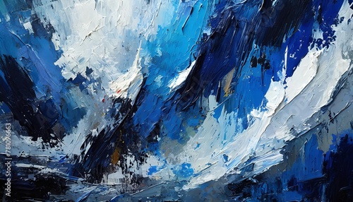 blue and white abstract palette knife painting background traditional art textured backdrop painting design element for art schools and art therapy generative ai