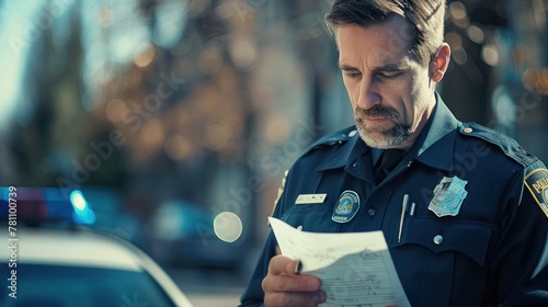 A police officer reading someone their Miranda rights. 