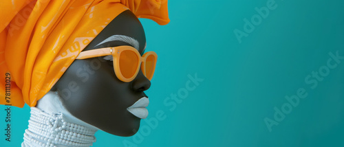 A mannequin head showcased with a bright yellow hat and stylish sunglasses