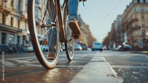 A close view of a cyclists legs pedaling furiously
