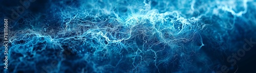 An artistic representation of a neural network in electric blue, highlighting complex connections reminiscent of brain activity or artificial intelligence.
