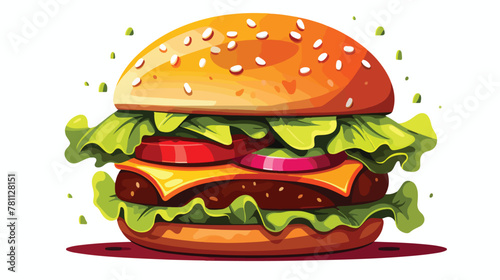 Hamburger 2d flat cartoon vactor illustration isola