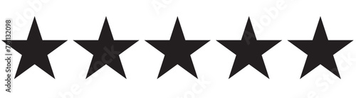 Five stars customer product rating review flat icon for apps and websites, Black 5 stars yellow score. 11:11