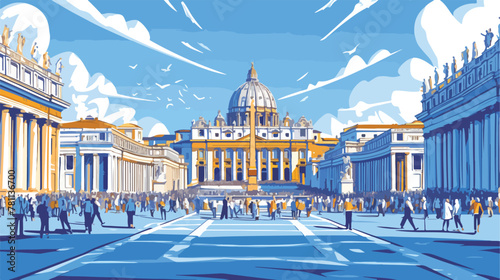 Hand drawn sketch of St. Peters Square is a large p