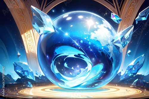 ファンタジーゲームRPG宝石氷召喚魔法エフェクト 