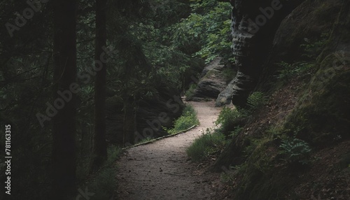 malerweg hiking trail in summer saxon switzerland sachsische schweiz saxony germany