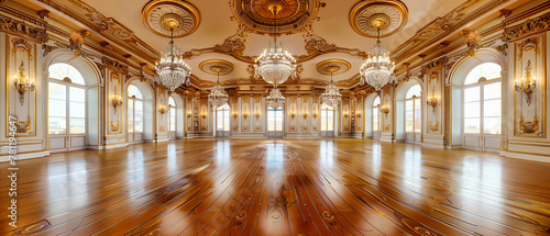 Gold-Adorned Palace Interior in Russia, Luxurious and Royal Ambiance, Majestic Architecture and Ornate Decorations, Historical Elegance