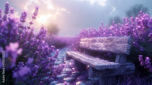 Dreamy Lavender Field at Dusk, Twilight Sparkle, Enchanting Floral Landscape