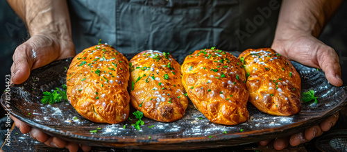 Piroshki are Russian pastries made with yeast dough filled with various savory fillings such as minced meat, potatoes, cabbage, or cheese, then baked or fried until golden and crispy