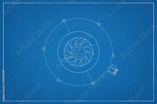 3D design of a jet engine.