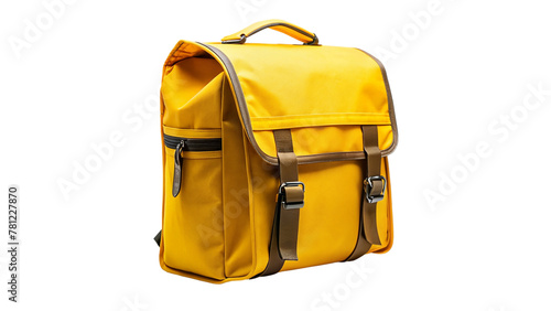 Yellow school bag isolated on transparent background