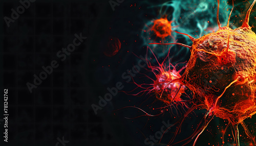 Bacteria in the human body, dark background with space for text