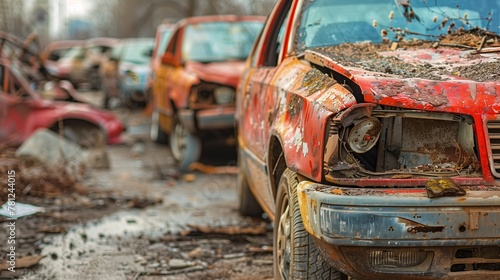 Rusty Abandoned Car in Desolate Junkyard