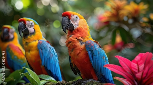 Macaw bird in the lush forests of Costa Rica is a biodiversity paradise. Filled with various wild animals.