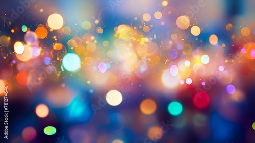 Mesmerizing abstract of colorful bokeh lights with dominant blue and orange hues intermixed