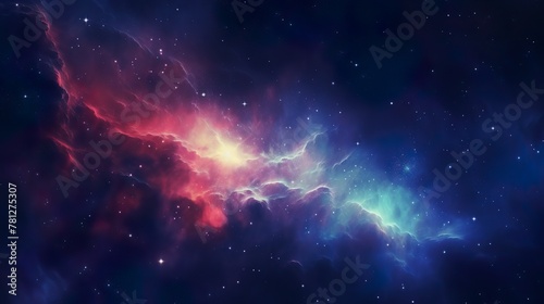 A spectacular display of a radiant nebula lighting up the star-filled sky, this image portrays the spectacular phenomena occurring in our universe