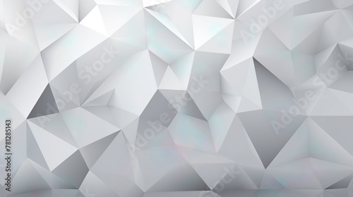 An artistic digital creation of geometric polygons with white tone giving an illusion of a 3D textured surface